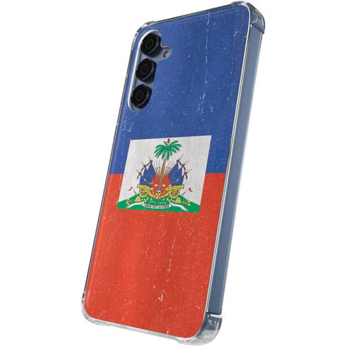 Haitian Flag Distressed Galaxy S24 Clear Case